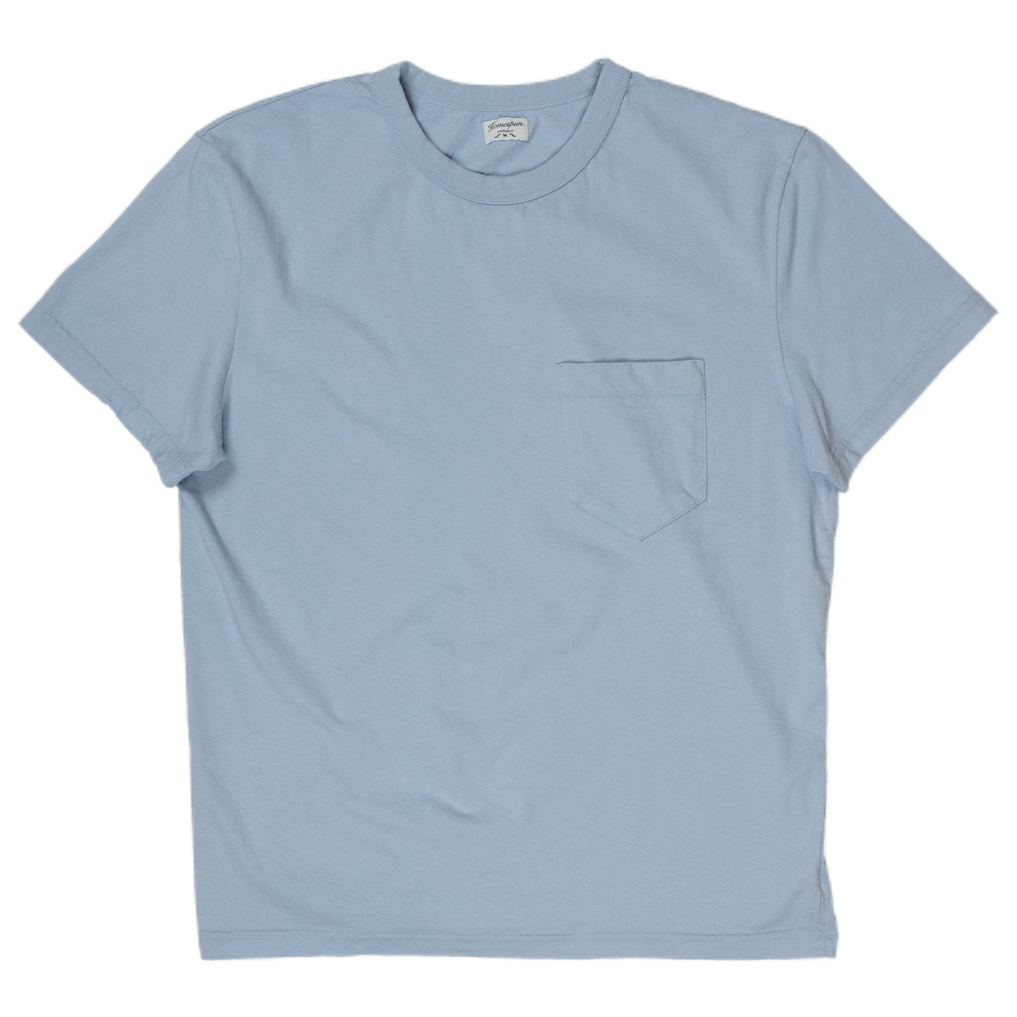 homespun dads pocket tee in washed blue