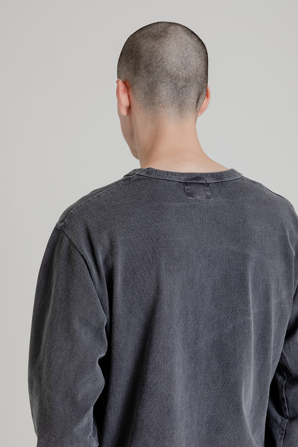 Jackman Pigment Dyed Ribbed L/S T-Shirt in Dark Grey