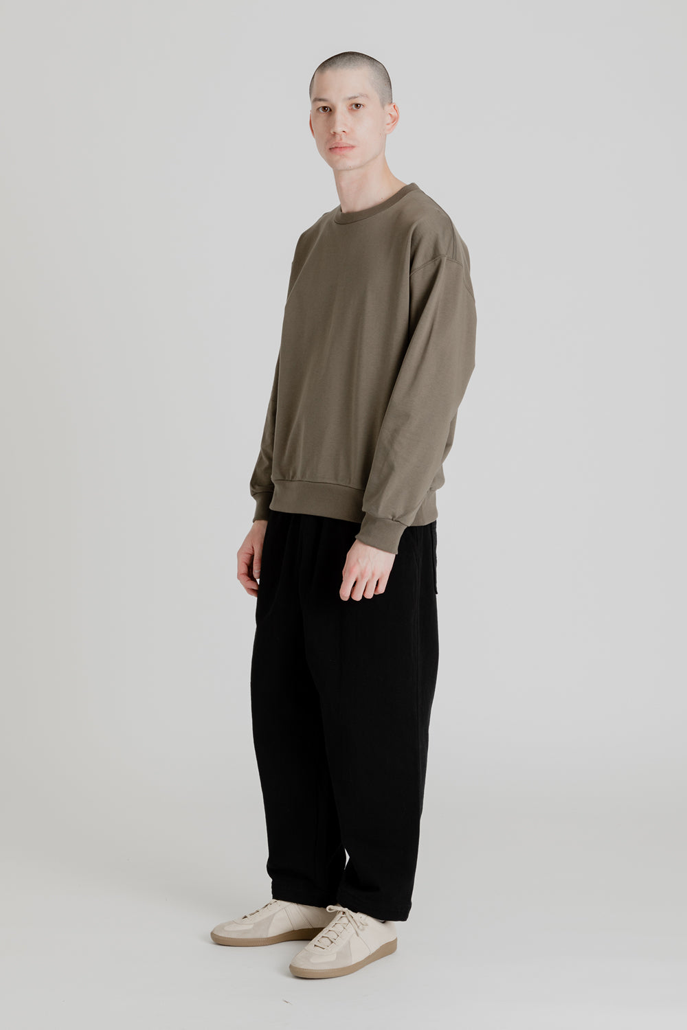 Jackman Pima Drop Crew Sweatshirt in Khaki | Wallace Mercantile Shop