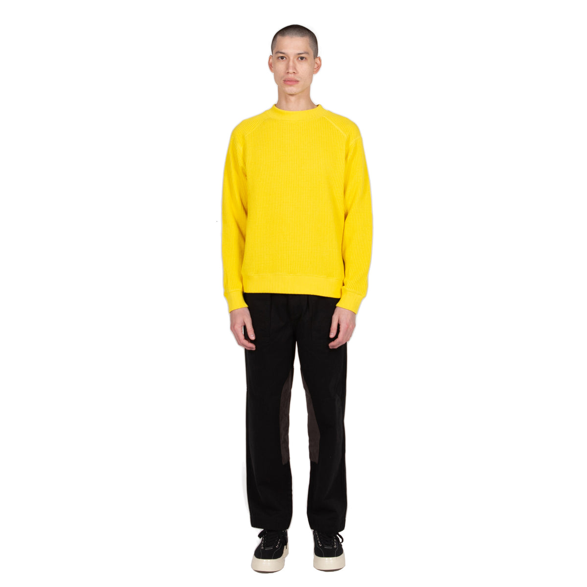 jackman waffle midneck knit sweater black