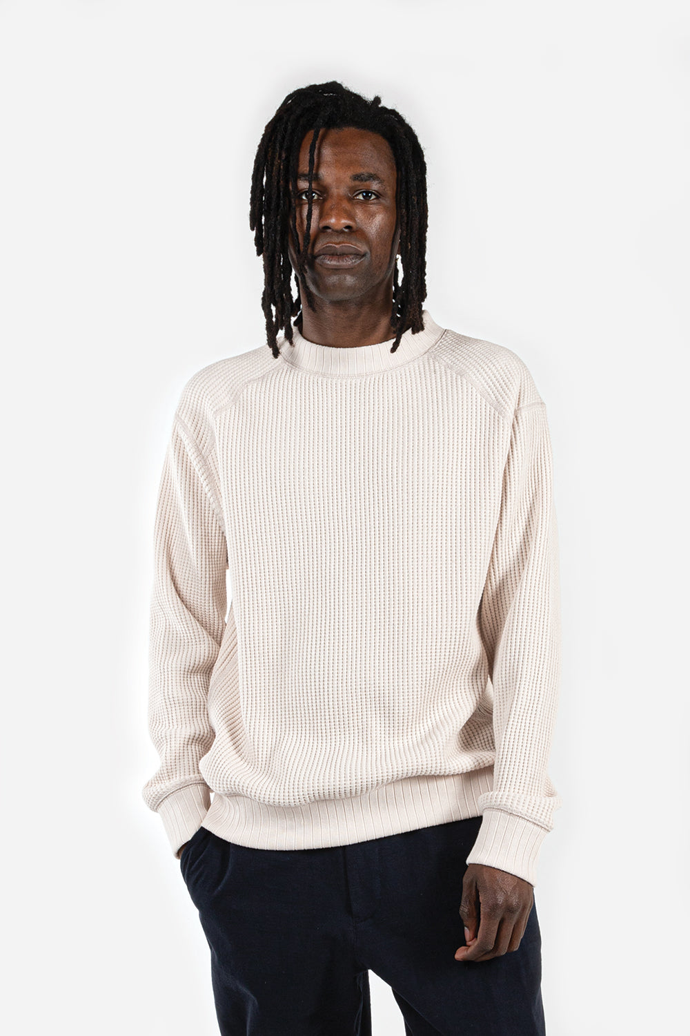 Jackman Waffle Midneck Sweatshirt in Shell Pink - Wallace Mercantile