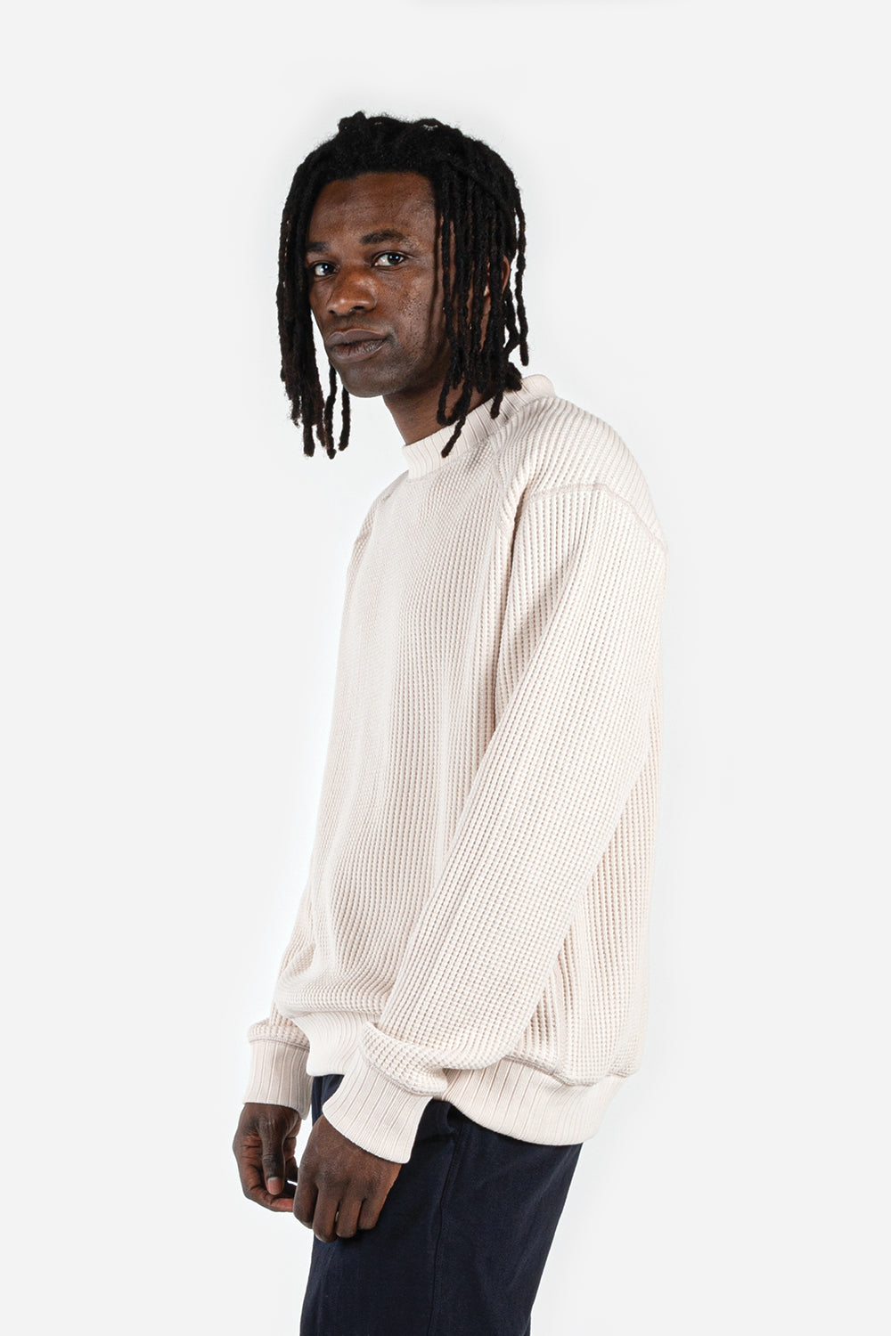 Jackman Waffle Midneck Sweatshirt in Shell Pink - Wallace Mercantile