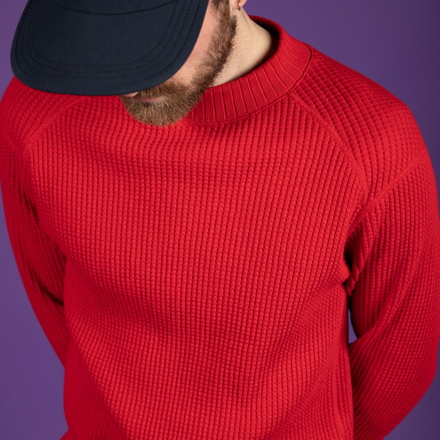 Jackman Waffle Midneck Jersey in Red