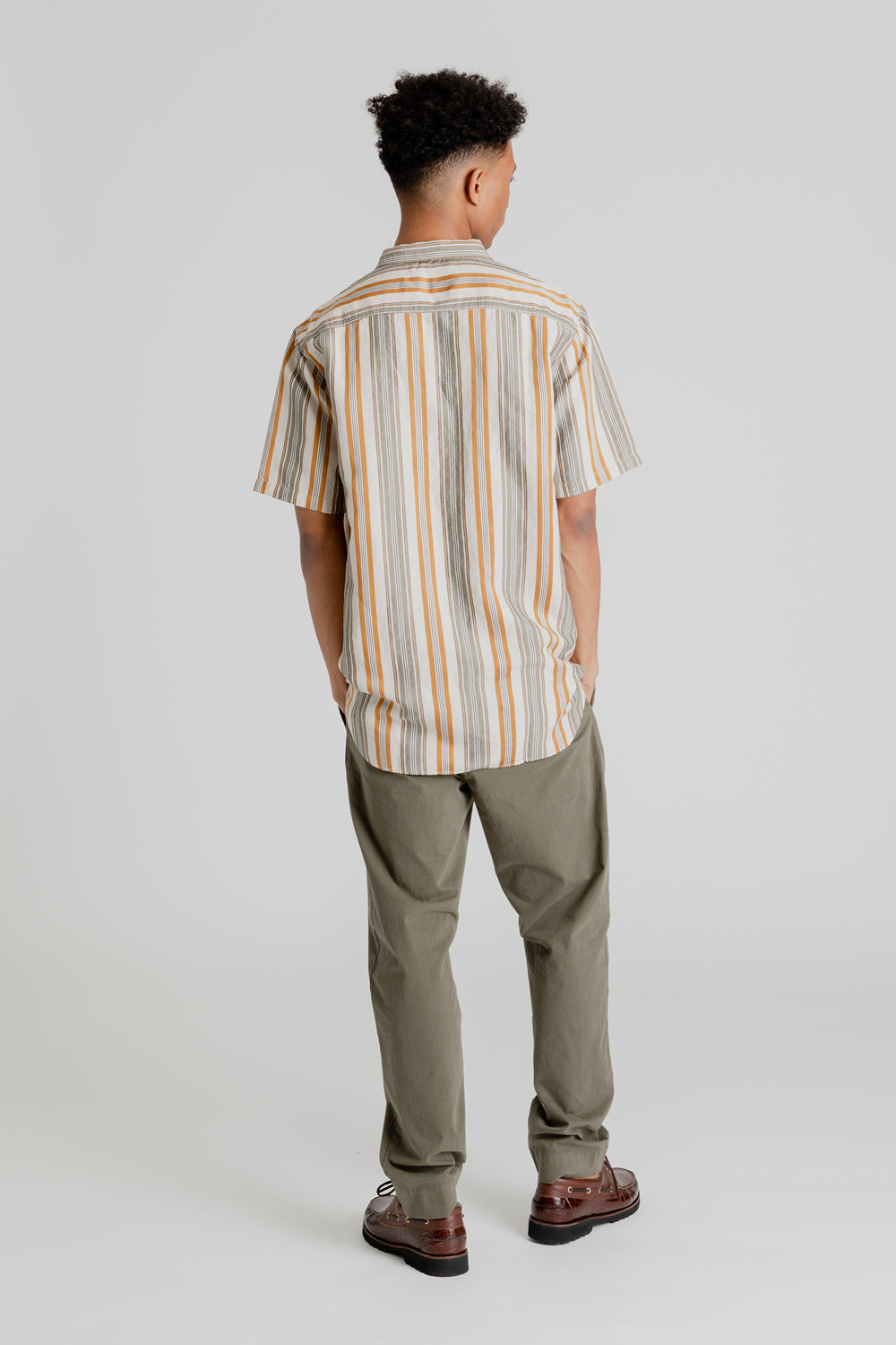 Kestin Short Sleeve Granton Shirt in Ochre Stripes