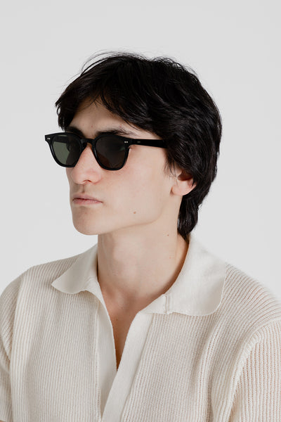 Monokel River Sunglasses in Black with Green Solid Lens | Wallace