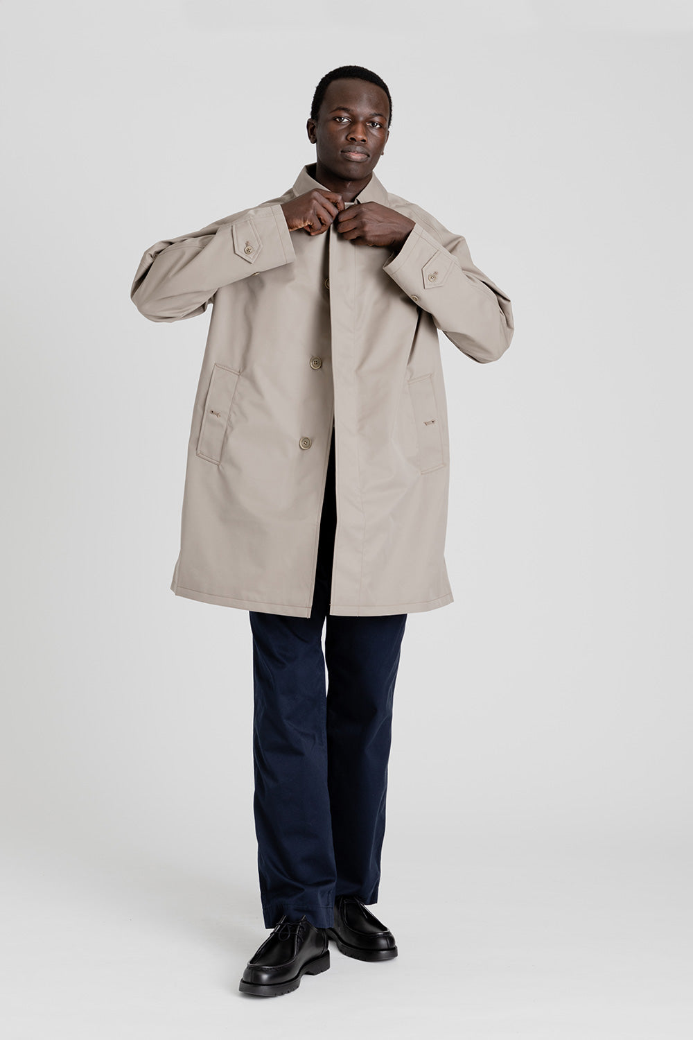 Nanamica 2L Gore-Tex Soutien Collar Coat in Beige | Wallace Mercantile