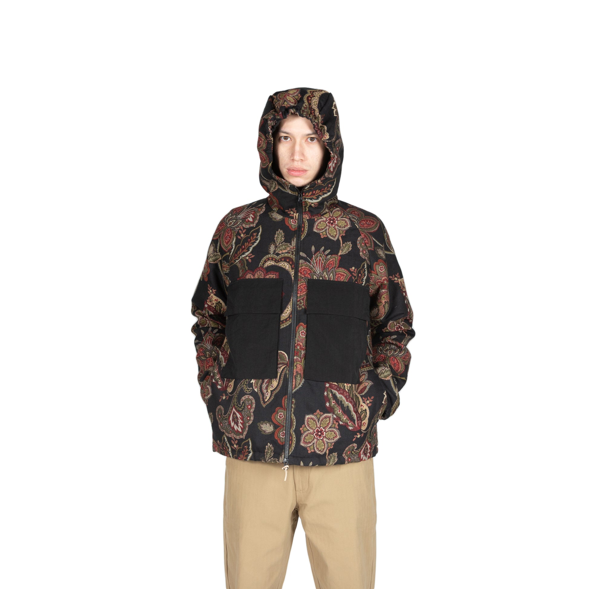 Native North Orchid Jacquard Hood Jacket Outerwear Hoodie Navy Floral