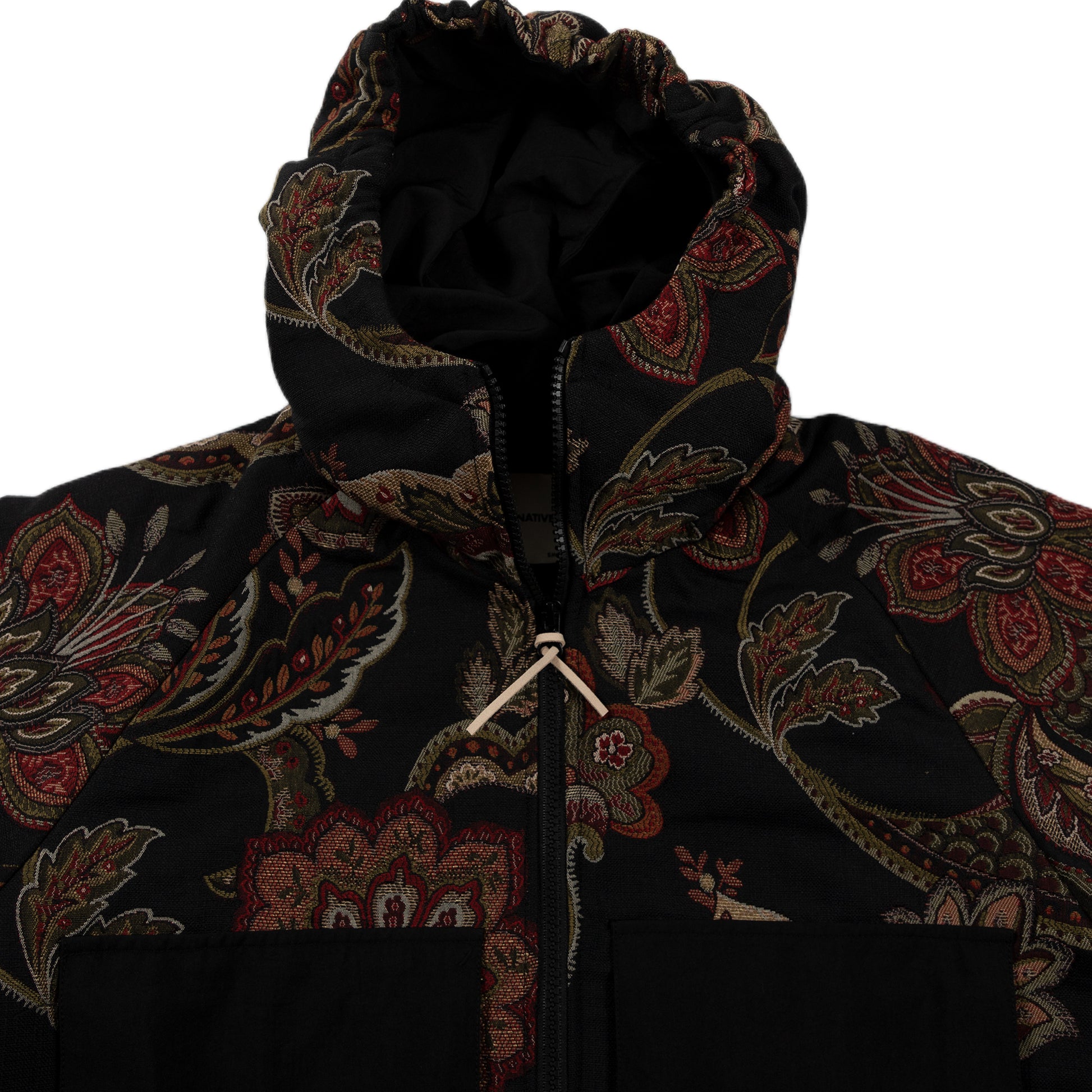 Native North Orchid Jacquard Hood Jacket Outerwear Hoodie Navy Floral Detail
