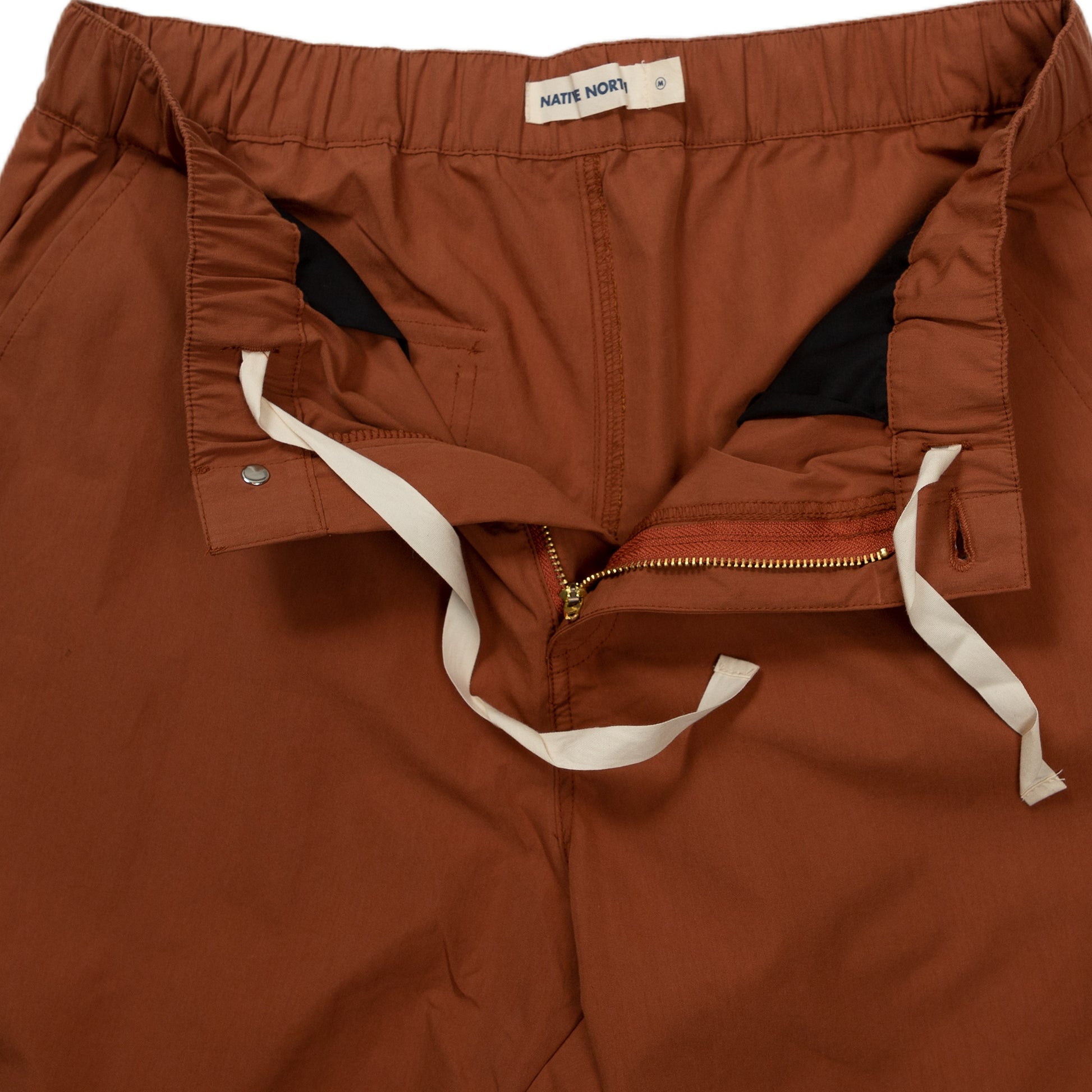 native north paper shorts bottoms rust detail