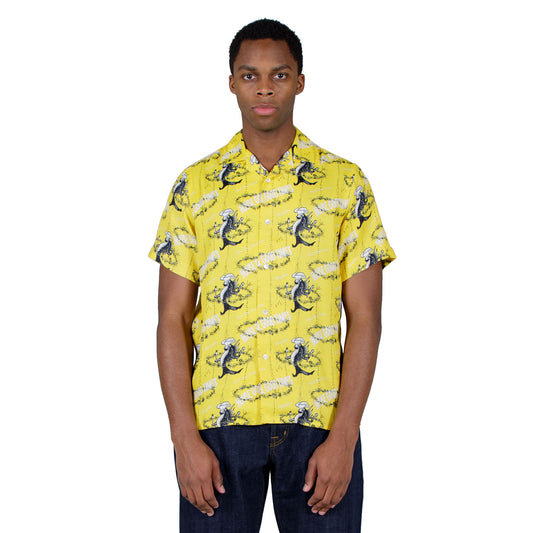 shop Reception shirt online bowling short sleeve yellow print