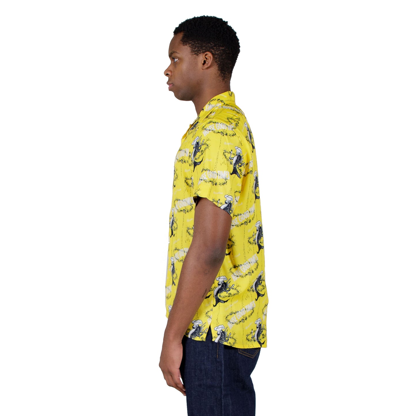 shop Reception shirt online bowling short sleeve yellow print