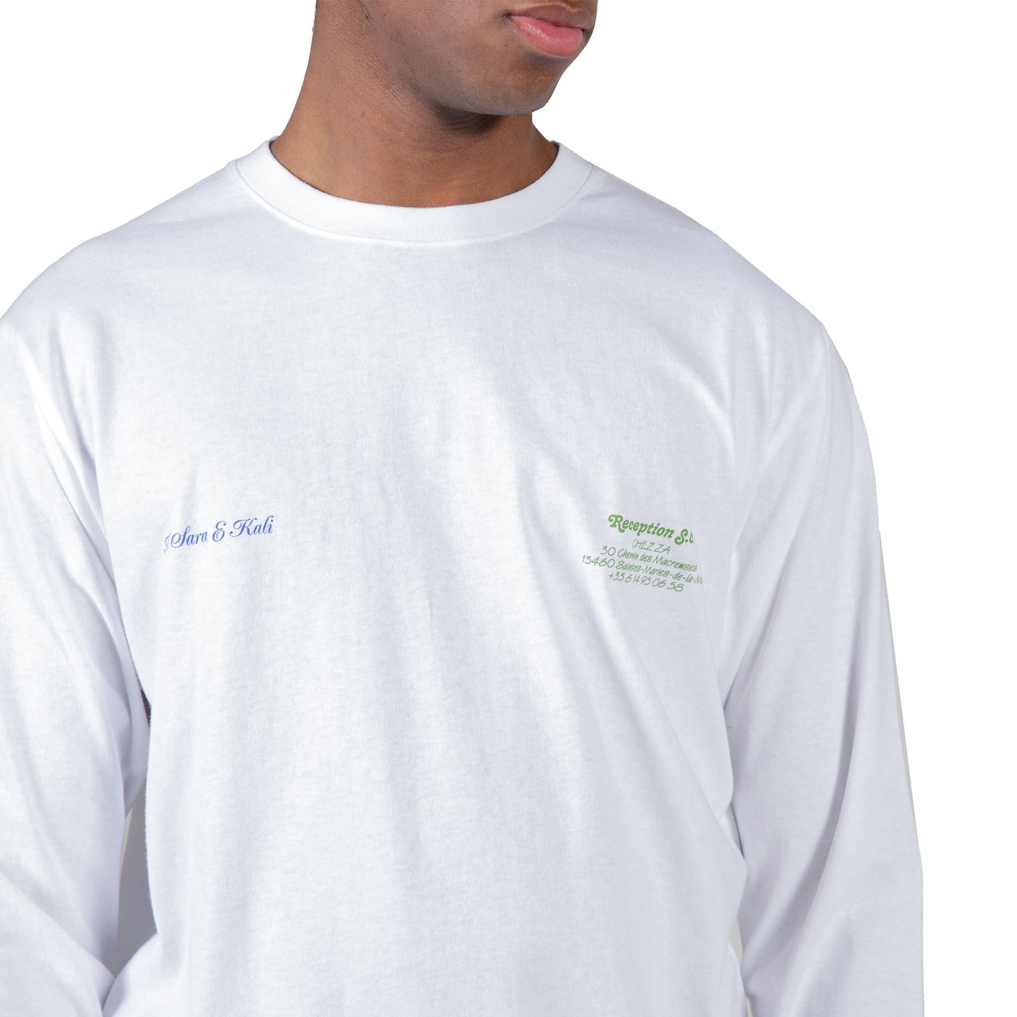 shop Reception t-shirt online long sleeve chez ZA Tee White
