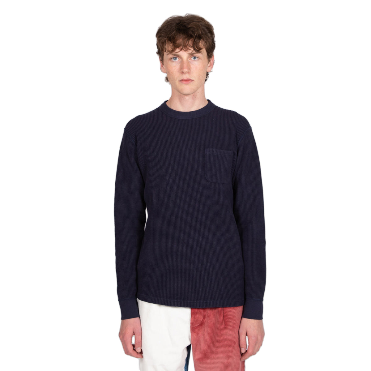 reception waffle long sleeve sweat navy