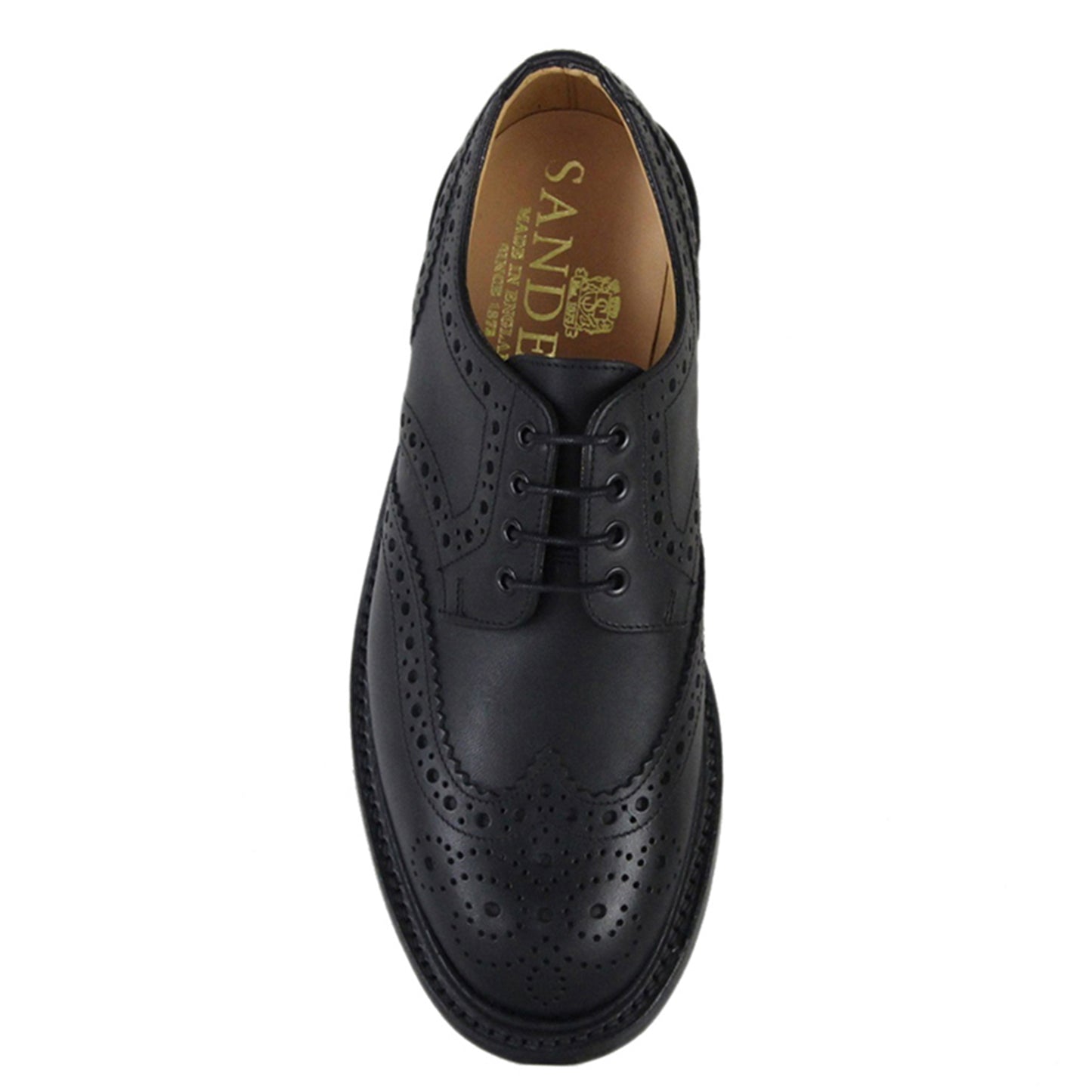 Sanders Salisbury Gibson Brogue Shoe Leather Footwear in Black Top