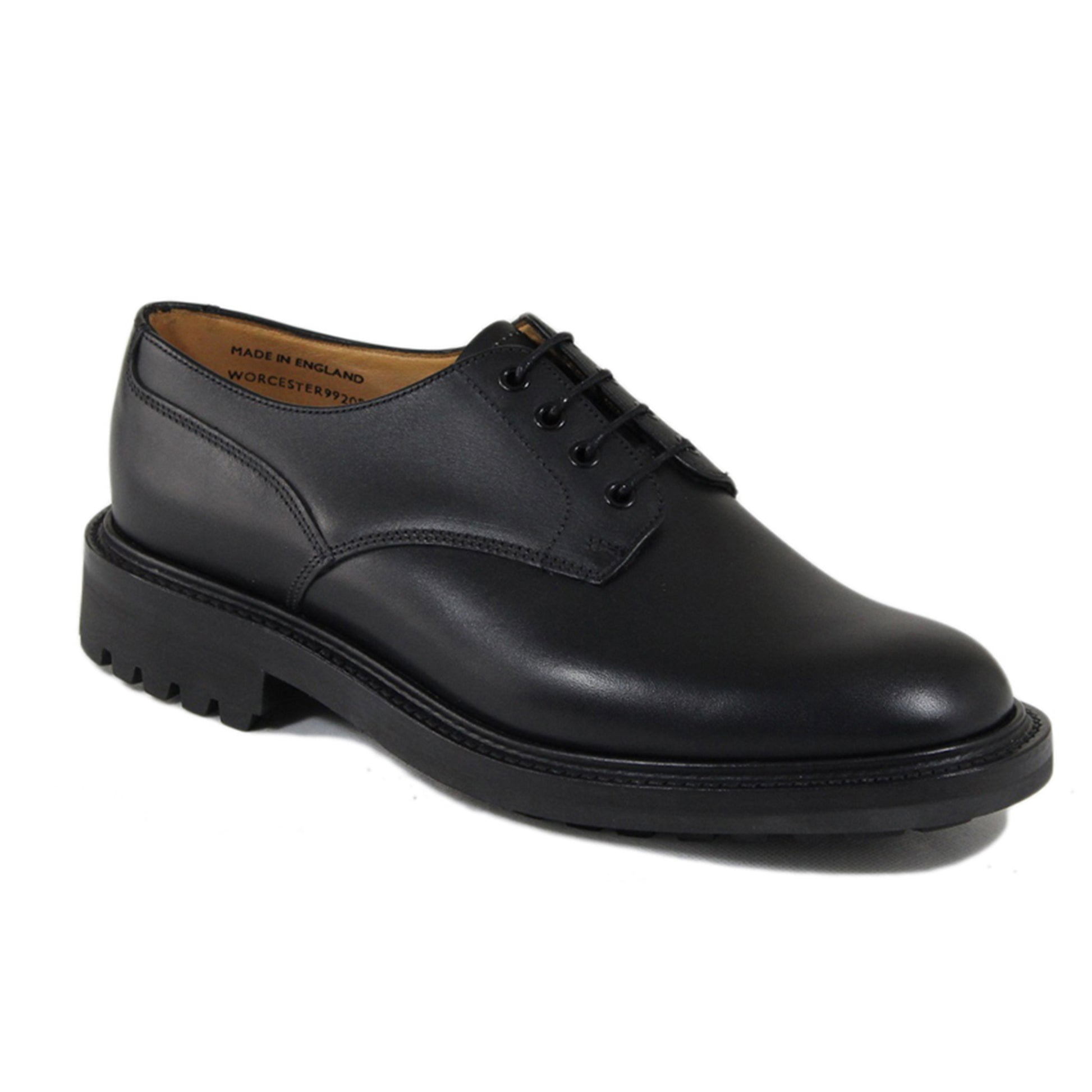 Sanders Worcester Gibson Derby Shoe Leather Footwear in Black Angle