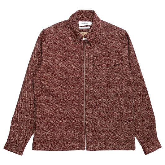schnaydermans jacquared melange zip shirt burgundy front