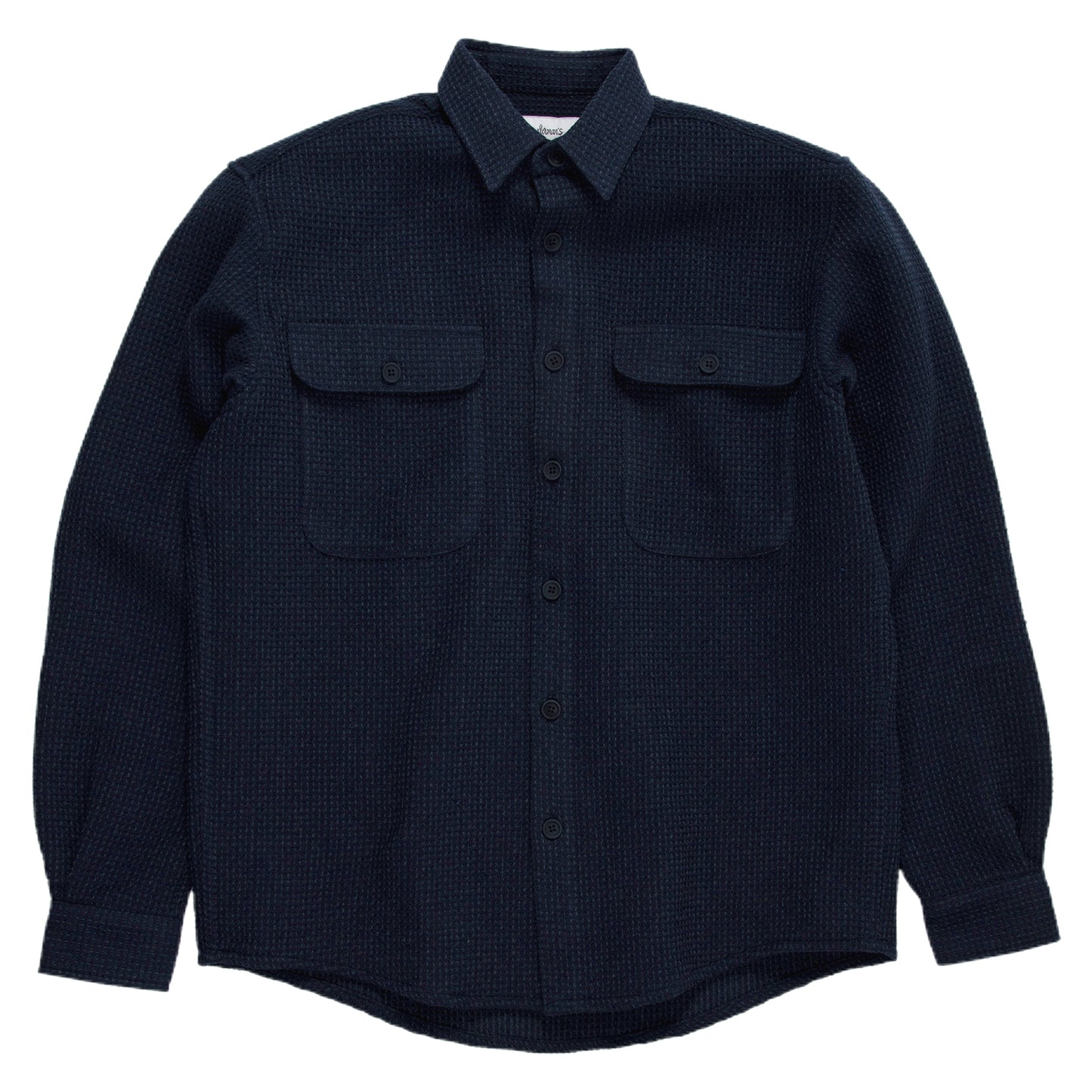 schnaydermans boxy waffle shirt navy front