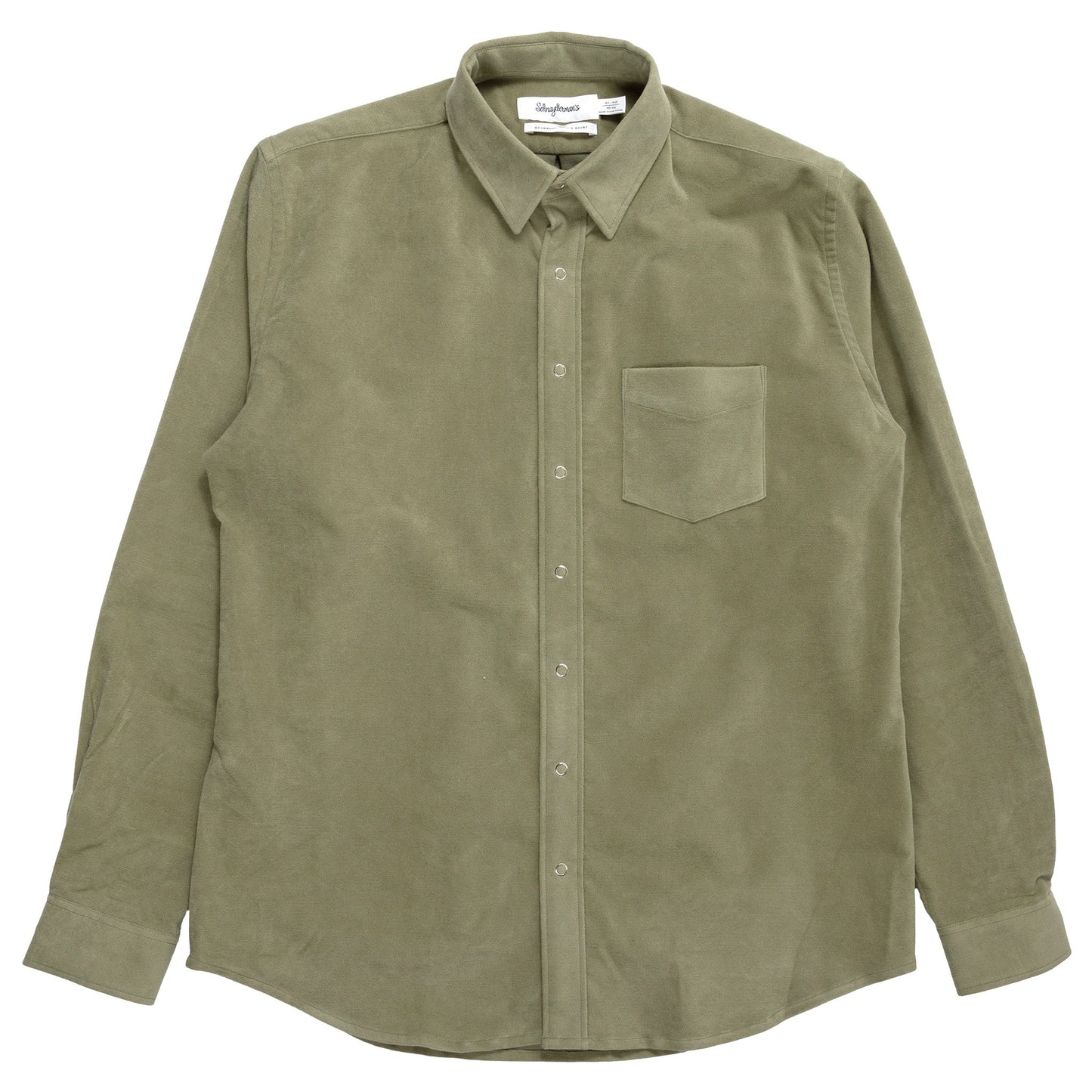 schnaydermans moleskin button down shirt olive front