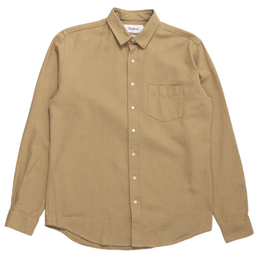 Schnaydermans Shirt Unbutton Broken Twill Army Beige Button Up Front