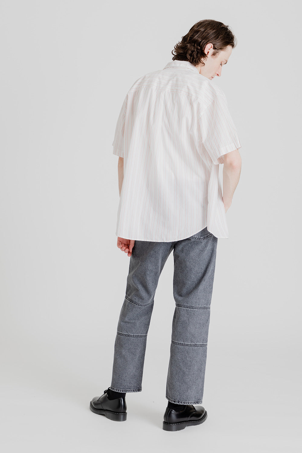 Schnaydermans Shirt Oversized SS Stripe in White, Peach and Blue