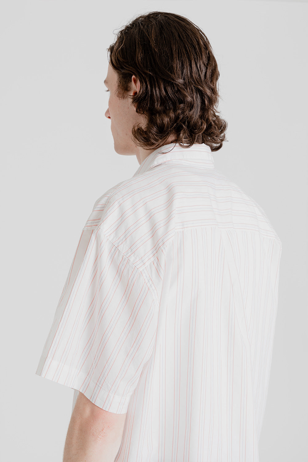 Schnaydermans Shirt Oversized SS Stripe in White, Peach and Blue