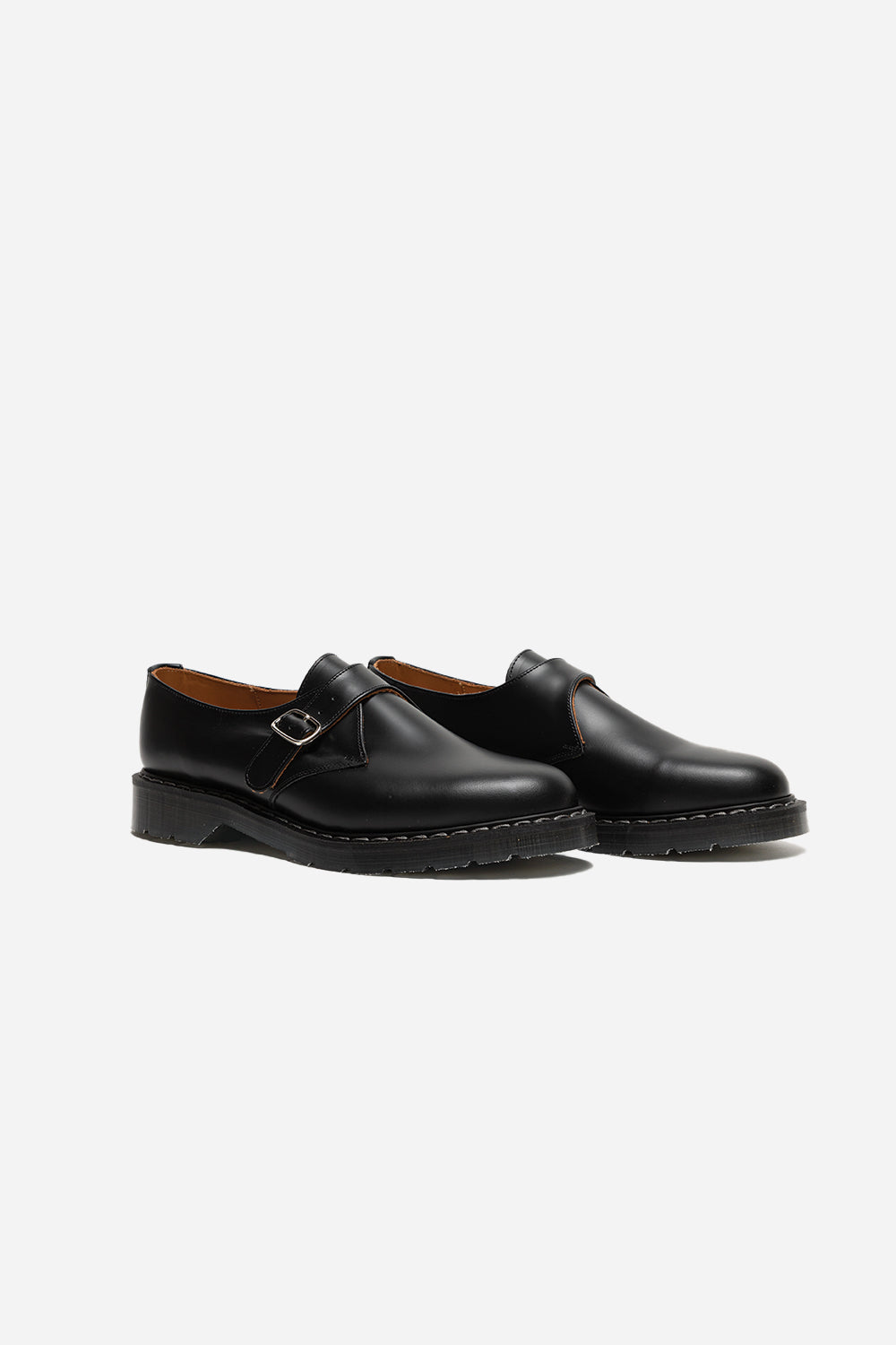 Solovair Single Buckle Monk Shoe Black Hi-Shine Wallace