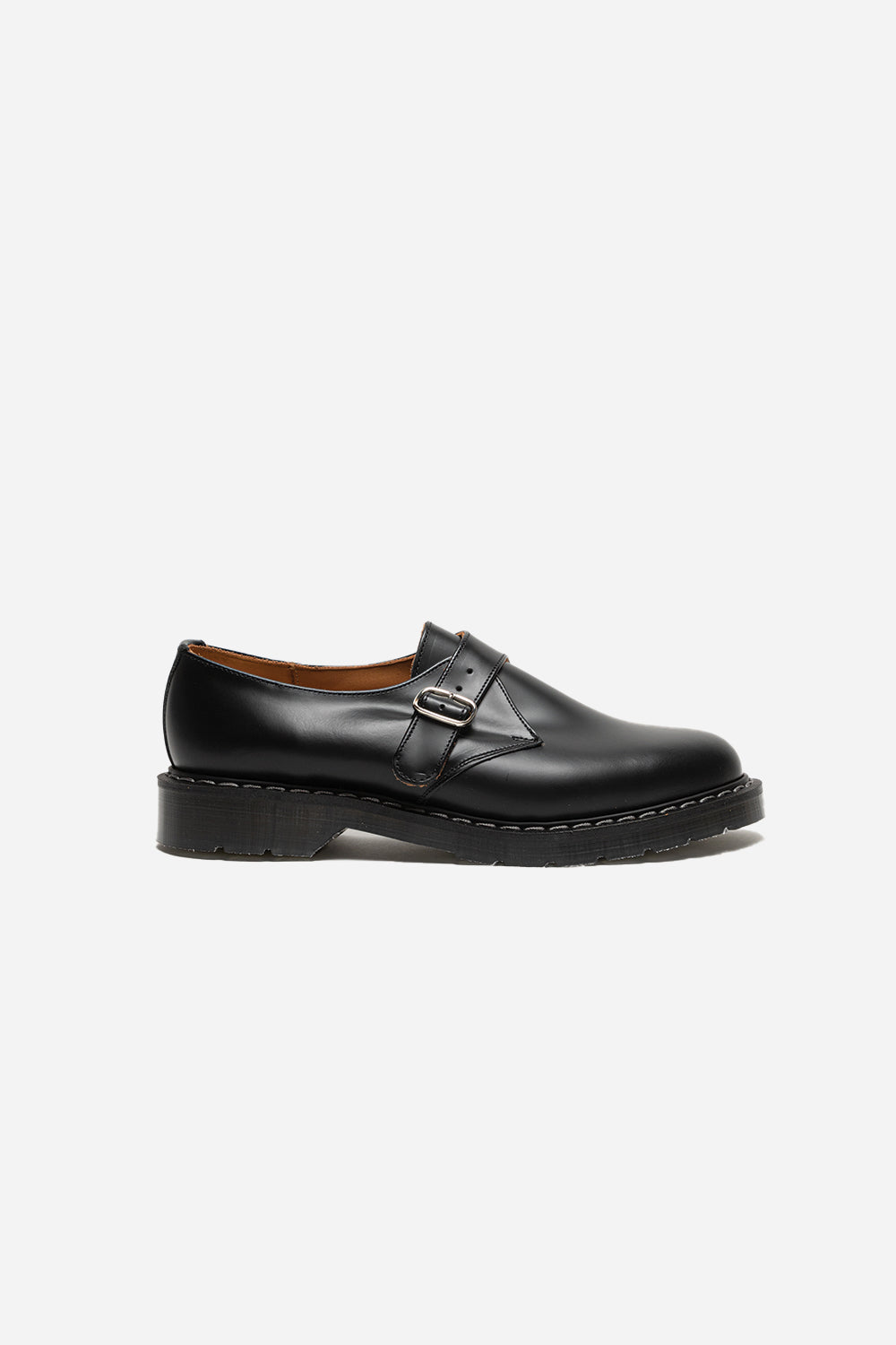 Solovair Single Buckle Monk Shoe Black Hi-Shine Wallace