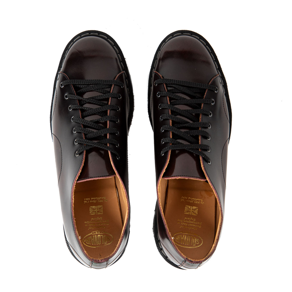solovair monkey shoe in burgundy rub off hi shine