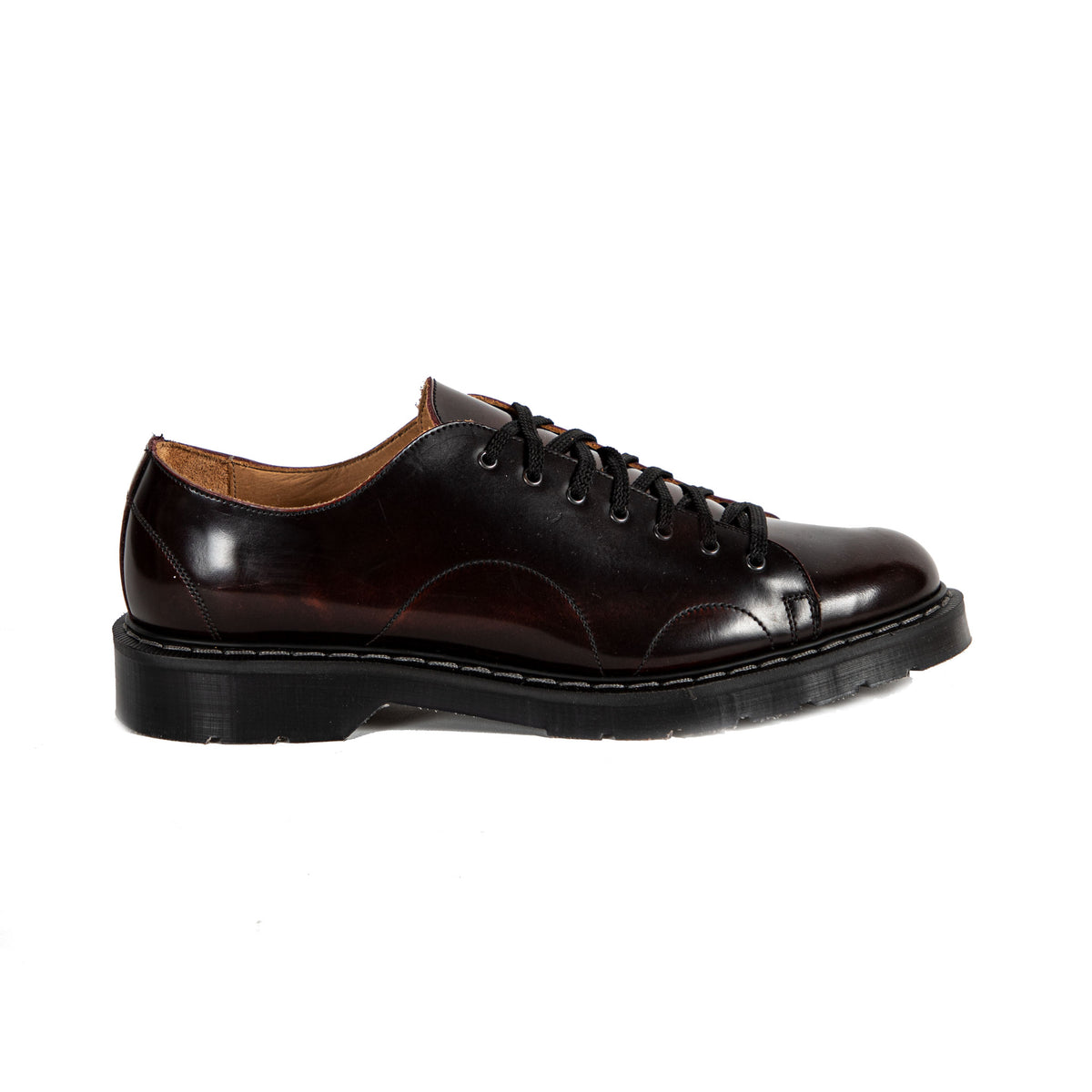 solovair monkey shoe in burgundy rub off hi shine