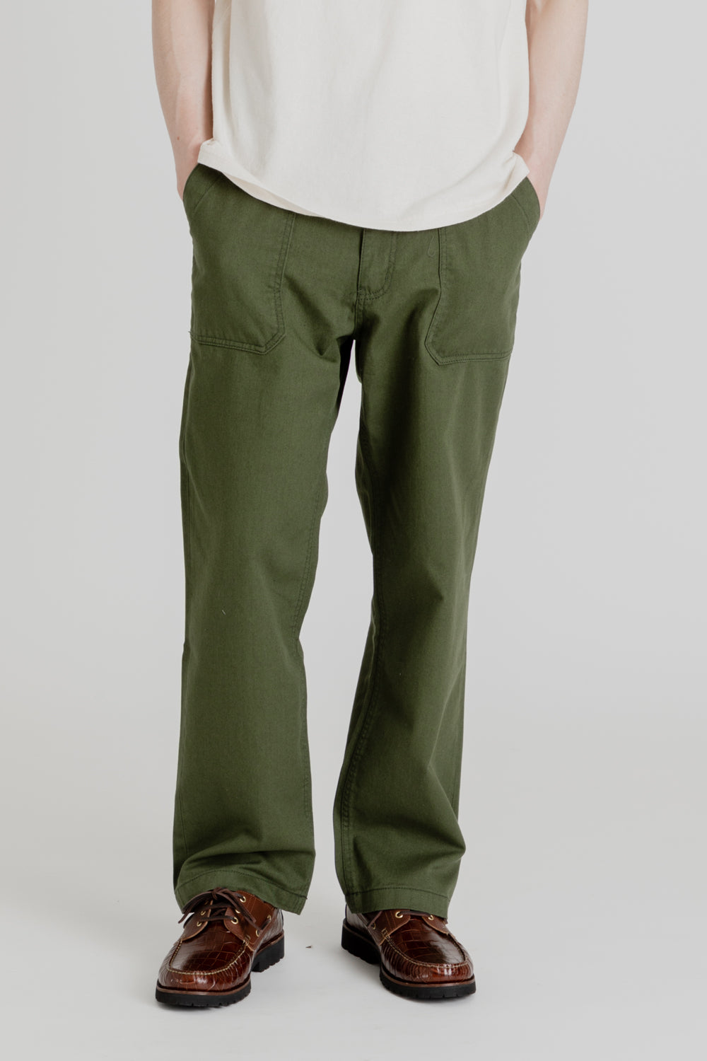 Uniform Bridge Cotton Fatigue Pants Wide Fit in Khaki