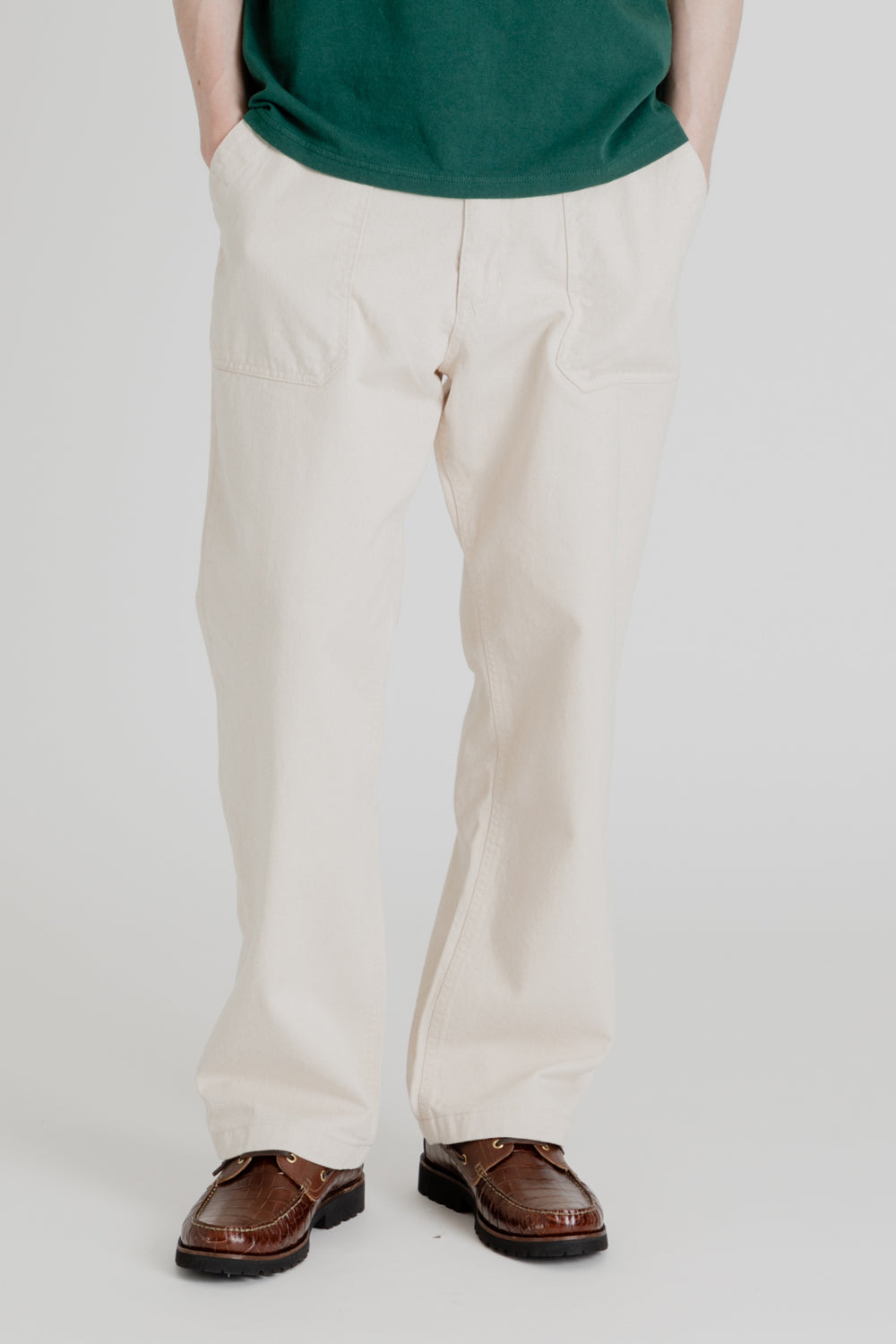 Uniform Bridge Cotton Fatigue Pants Wide Fit in Natural