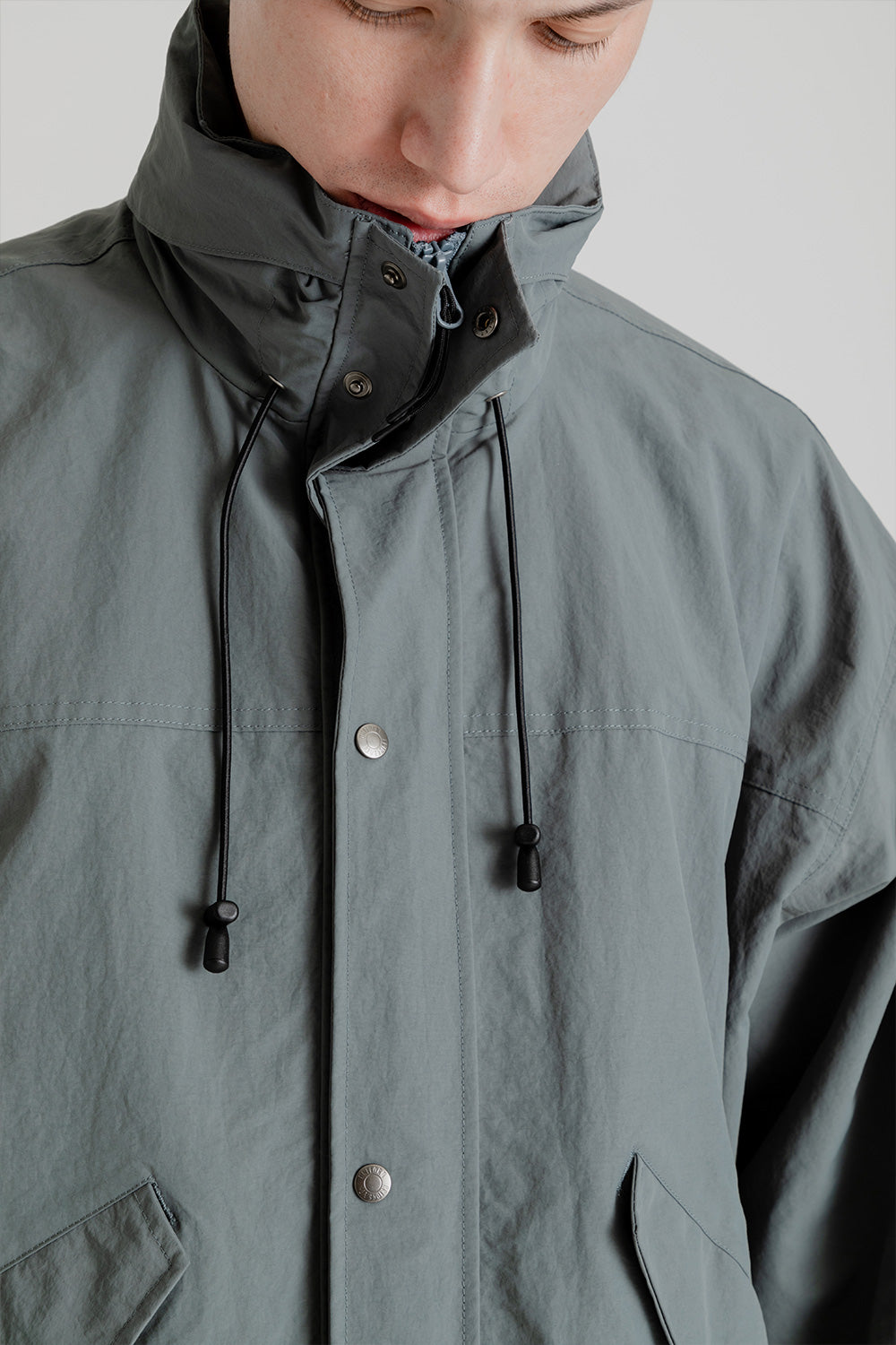 Uniform Bridge Nylon Military Short Jacket in Grey | Wallace