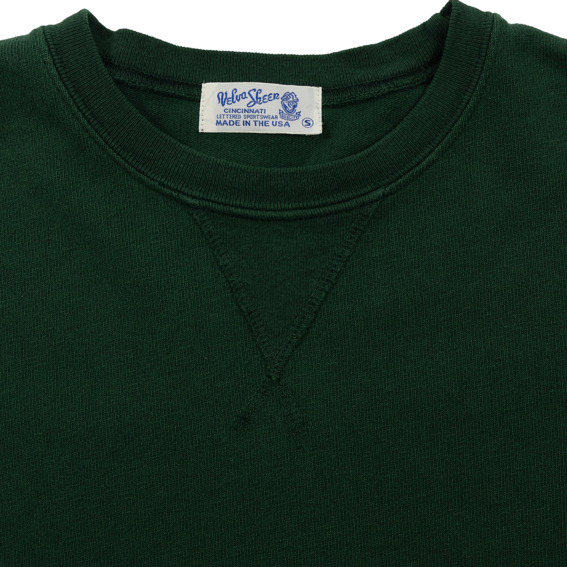 velva sheen heavy pigment crewneck sweatshirt green sweater collar