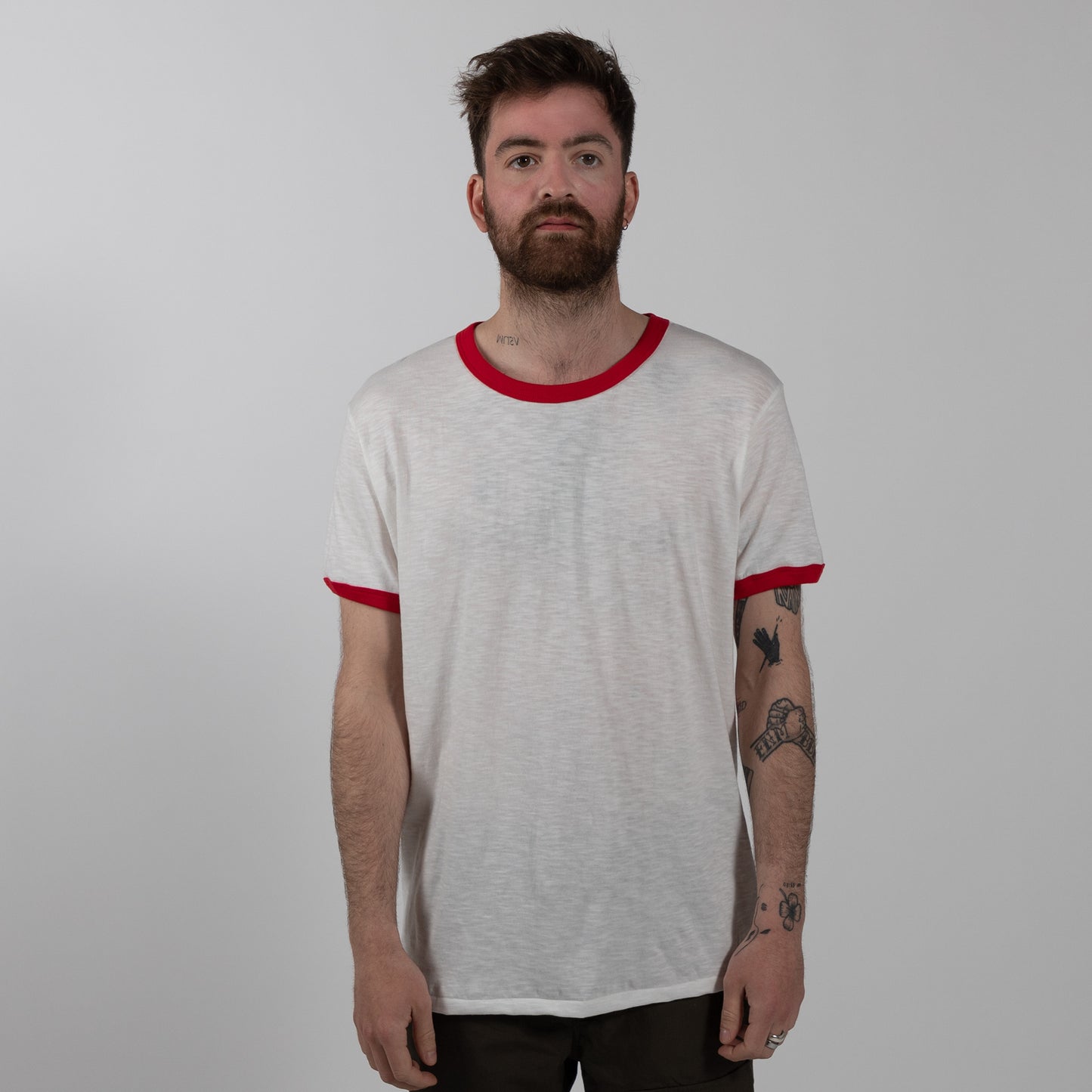Velva Sheen Ringer T-Shirt - White/Red