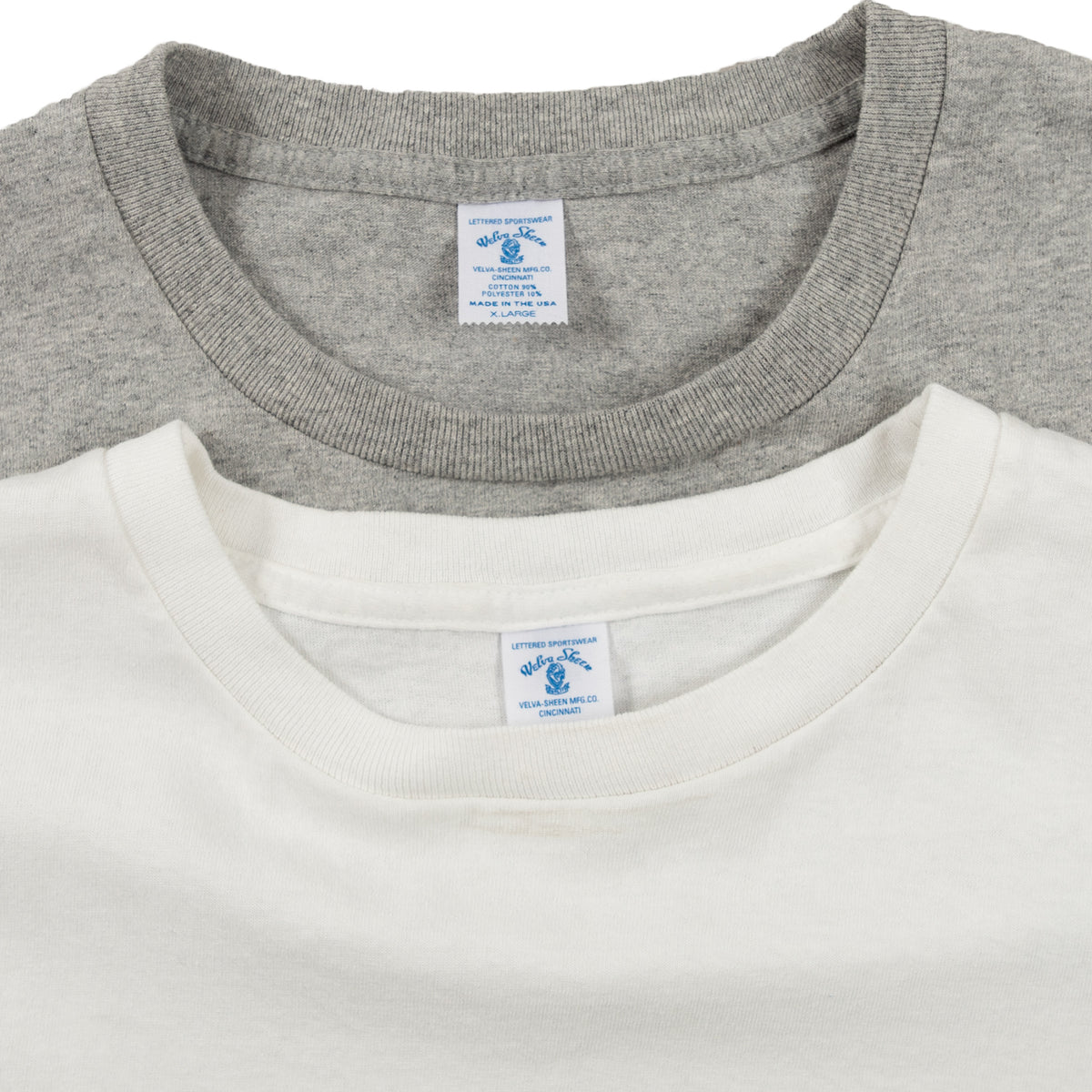 Velva Sheen Crewneck Tee Shirt T-Shirt Two Pack White Grey Collar