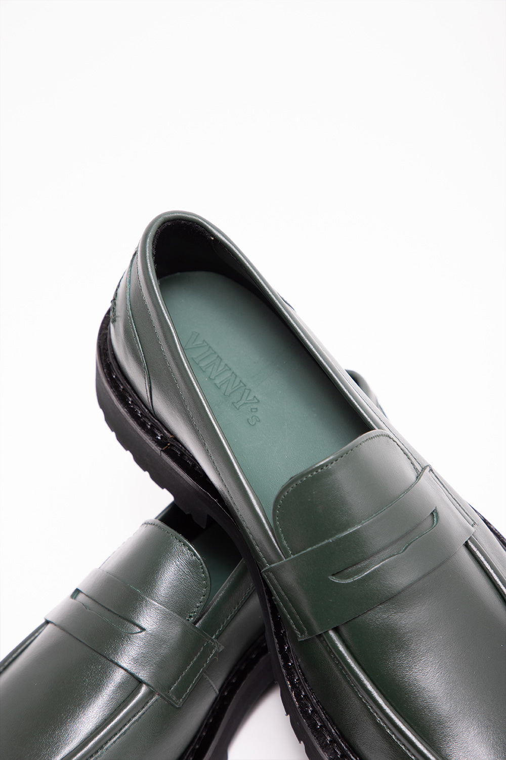 Vinny's Richee Penny Loafer in Basil Green