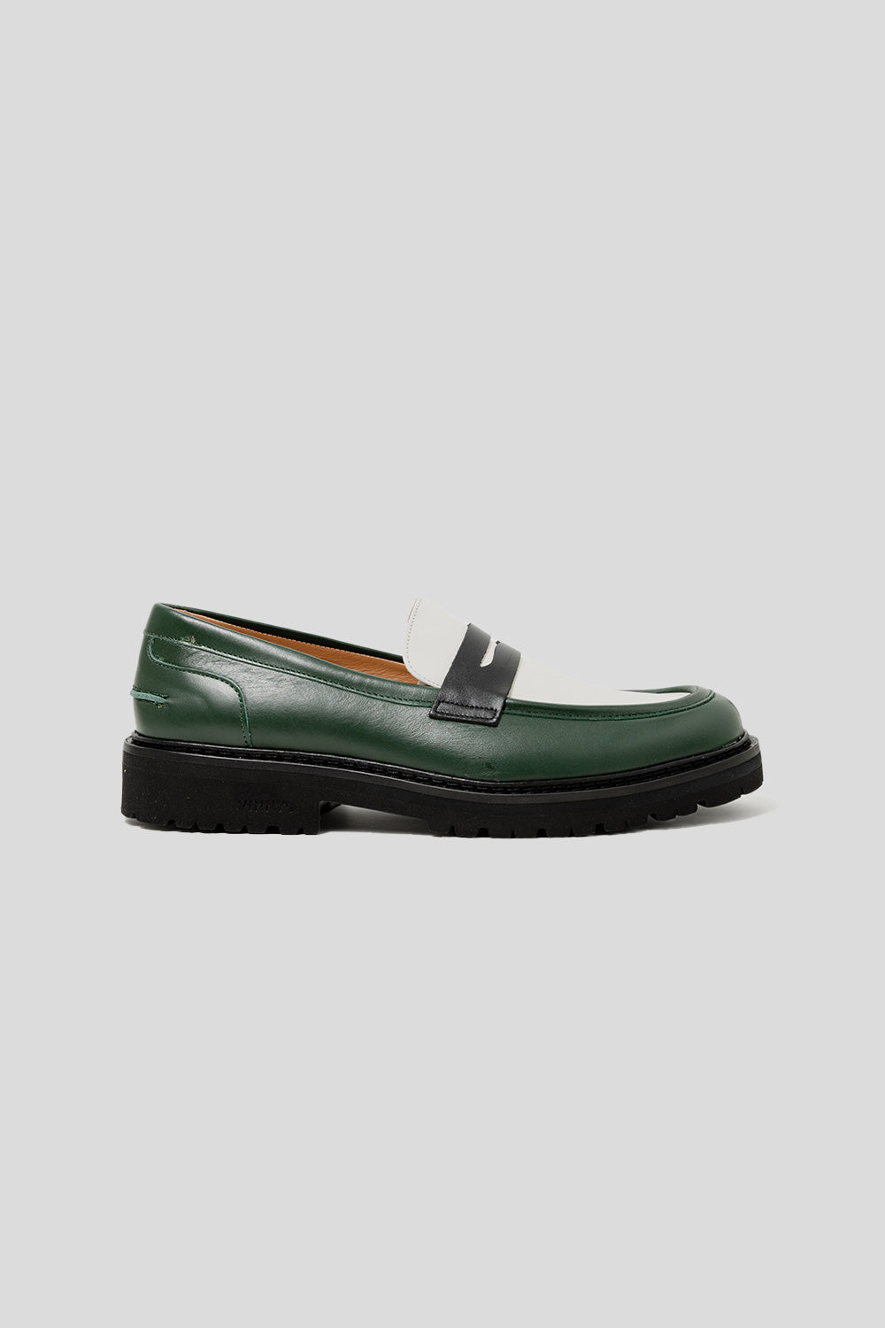 Vinny's Richee Penny Loafer in Green / White / Black